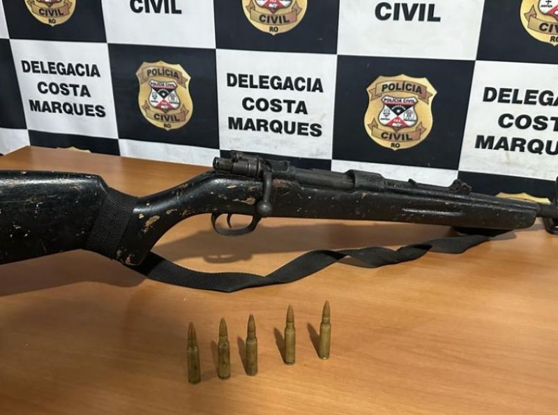 Policia Civil de Costa Marques apreende fuzil e munições em operação contra o crime organizado na região de fronteira