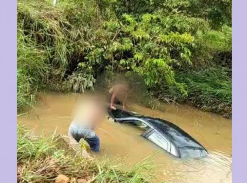 Morador de Alvorada do Oeste foi salvo milagrosamente ao cair com carro dentro de lagoa