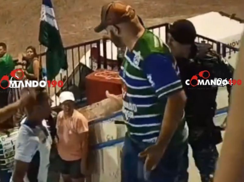 Vídeo: Torcedor de Cacoal jogar água em policial militar em jogo do Ji-Paraná é conduzido a delegacia 