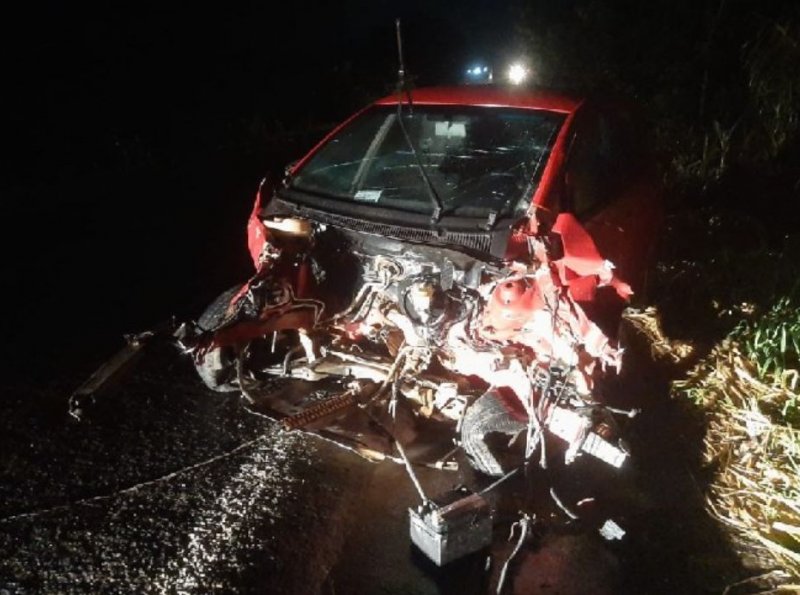 Jaru: Carro tem motor arrancado em grave acidente na BR-364 entre Jaru e Ouro Preto