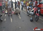 Três pessoas ficam feridas em acidente envolvendo duas motocicletas e um pedestre, em Ji-Paraná