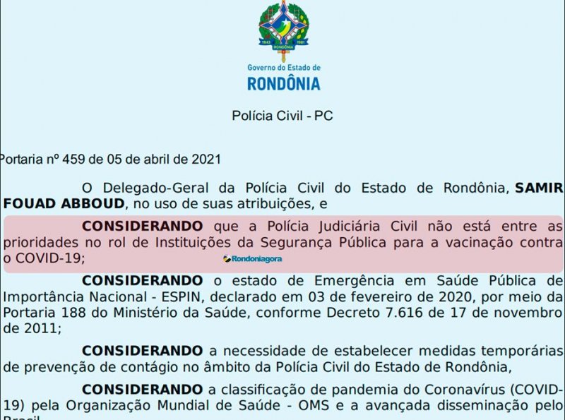 Após ficar fora da prioridade na vacinação, Polícia Civil limita atendimento em todo o Estado