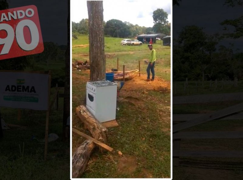 Pessoas que planejam invadir a Reserva Biológica REBIO do Jaru filmam o dia a dia dentro do acampamento; Áudio fala sobre participação de suposto General