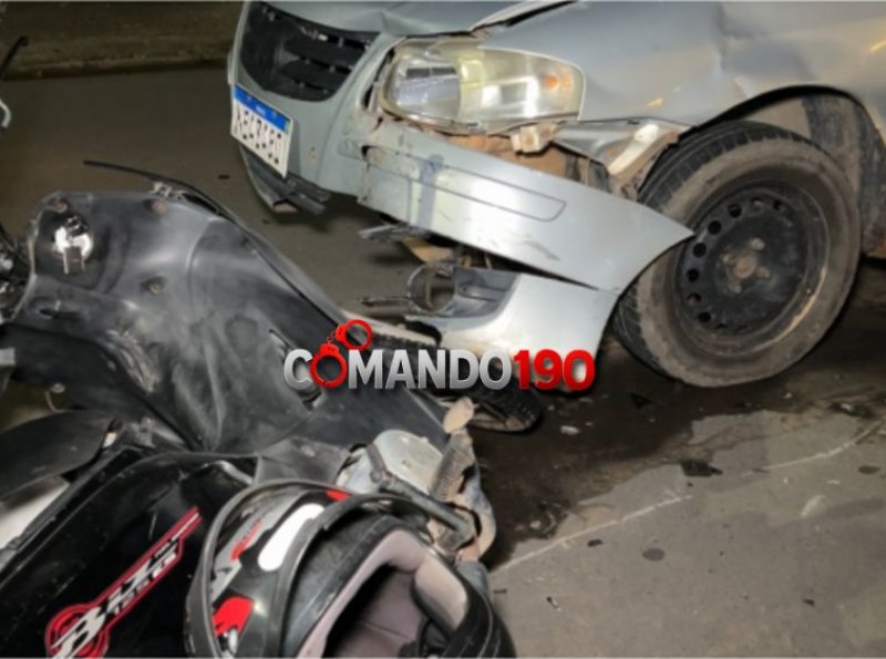 Colisão entre carro e moto deixa mulher ferida em Ji-Paraná