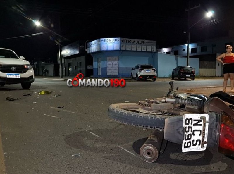 Motociclista fica ferido após colisão entre moto e carro em Ji-Paraná