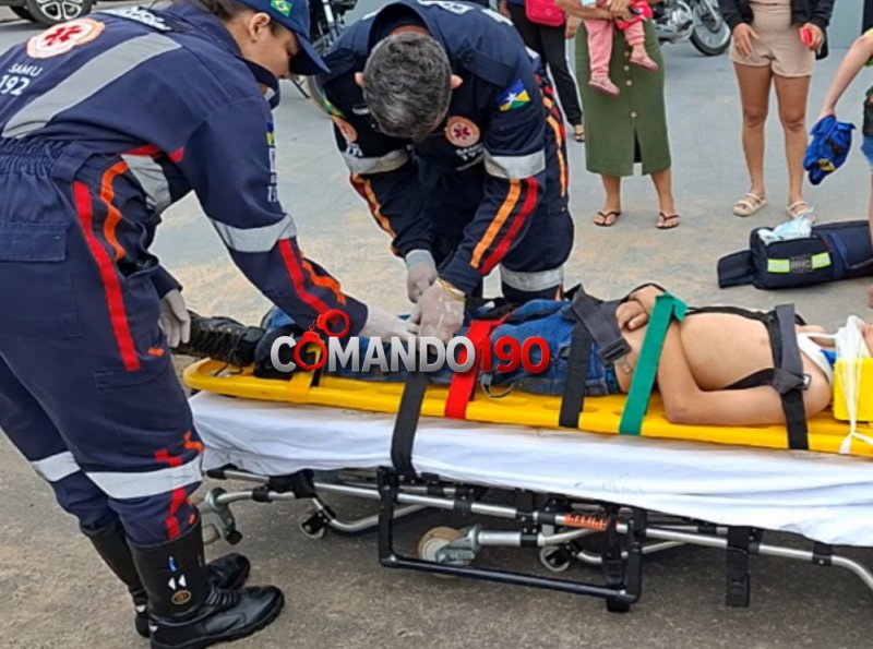 Ciclista é arrastado por cinco metros após motorista avançar preferencial em Ji-Paraná