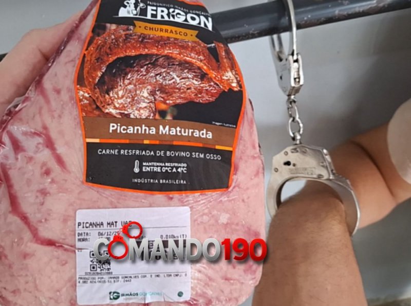 Jovem é detido após tentar furtar picanha em supermercado