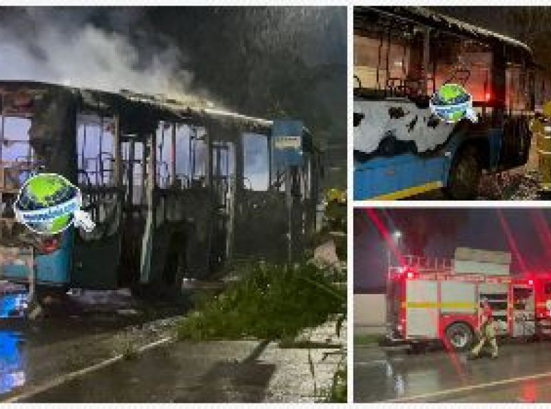 Ônibus é destruído durante ataque criminoso em Porto Velho 