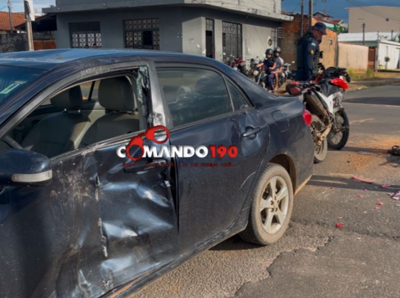 Colisão entre carro e moto deixa motociclista ferido em Ji-Paraná