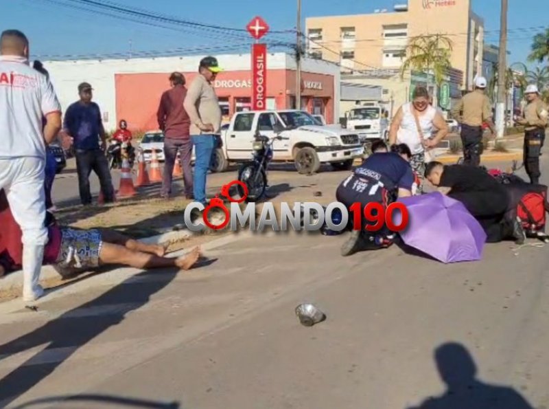 Acidente entre caminhonete e motocicleta deixa dois feridos em Ji-Paraná