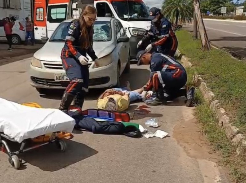 Pedestre fica ferido após ser atropelado na marginal da BR-364 em Ji-Paraná