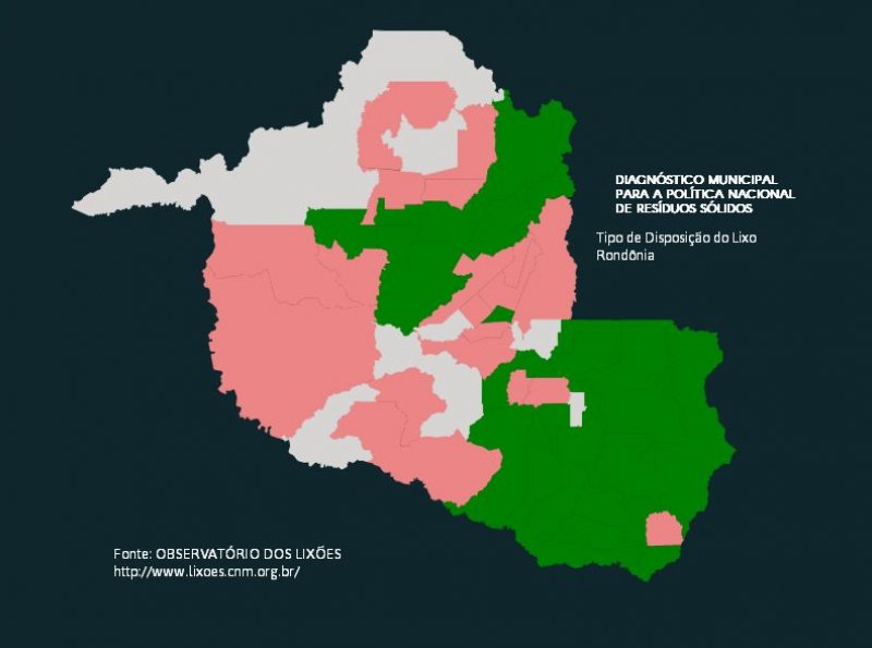 Regiões Centro e Sul de Rondônia no mapa verde do lixo urbano  