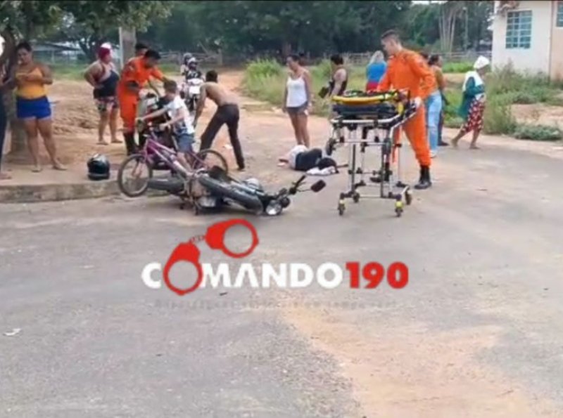 Acidente de Motocicletas Deixa Dois Feridos em Cruzamento em Ji-Paraná 