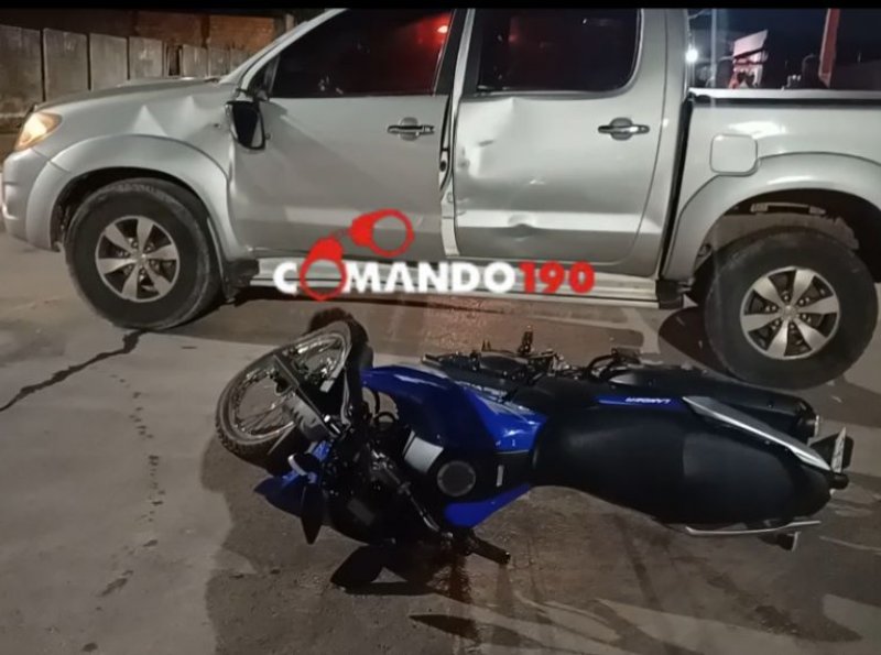 Acidente envolvendo moto e camionete na T-24 deixa um ferido em Ji-Paraná 