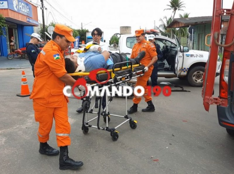 Acidente entre Camionete e Motocicleta deixa Jovem ferido em Ji-Paraná