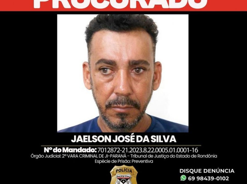 Polícia Civil de Rondônia busca colaboração da comunidade para localizar suspeito de estupro em Ji-Paraná 