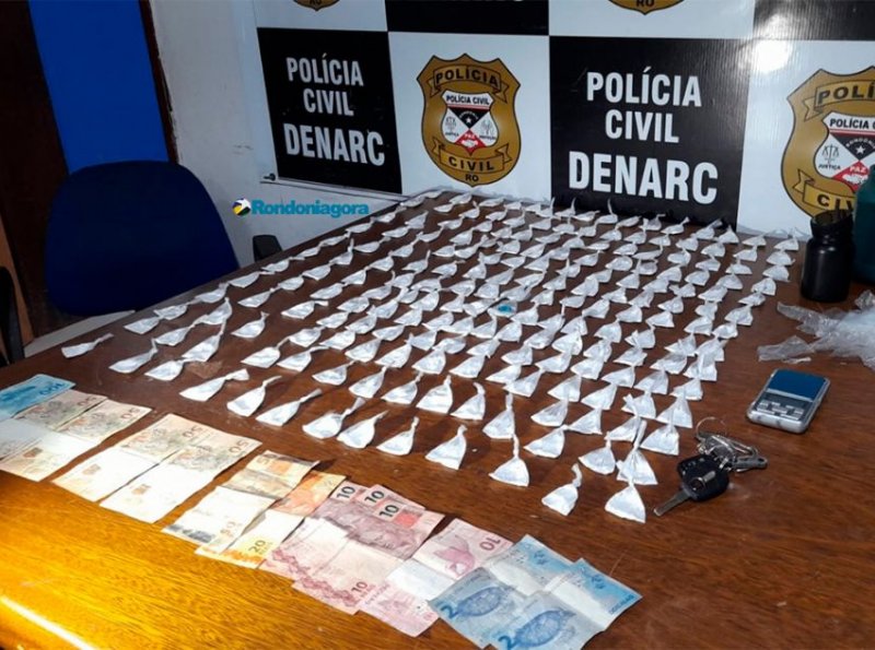 Em Porto Velho, Denarc estoura boca de fumo e prende traficante com quase 200 porções de cocaína